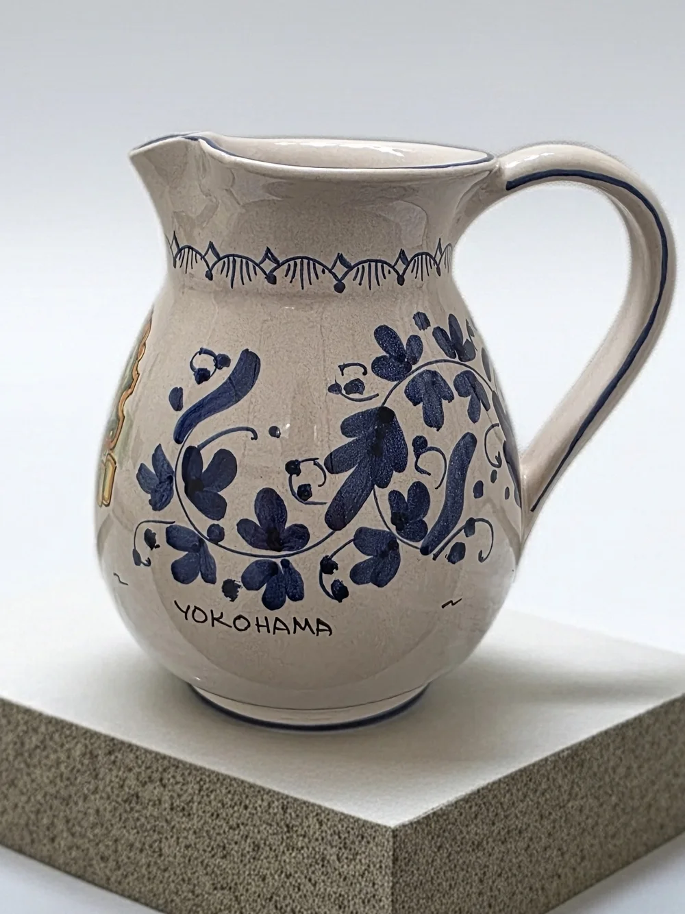 Vintage Deruta Italy Hand-Painted Blue Michela Ceramic Pitcher